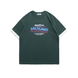 Men T Shirt Summer Casual Tops Men's Clothes Summer Wear Vintage Men's round Neck Short Sleeve Casual Loose Letter Print Fake Two Pieces