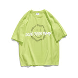 Cartoon Smiley Face Short-Sleeved T-shirt Men's Summer round Neck Half-Sleeve Pure Cotton Top Casual T-shirt Trendy T