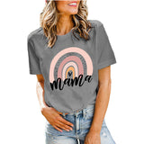 Boy Mama T Shirts Mama Rainbow Love Printed Short Sleeve T-shirt