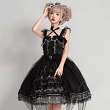 Gothic Lolita Harajuku Style Clothing Lolita Dress JSK Dark Elegant CLA Lace Dress for Women Summer