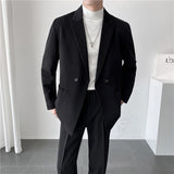 Double Brewed Seersucker Suit Spring Men's Casual Jacket Baggy Coat