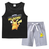 Children Pokemon Pikachu Tshirts & Shorts Vest Middle Pants Sports Casual Thin Two Pieces