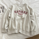 Diana Harvard Sweatshirt Letter Embroidery Velvet Padded Thickened Sweater