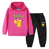 Children Pokemon Pikachu Hoodie & Pant Set Sweater Trousers Two-Piece Baby Cotton Suit