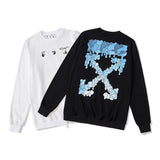 Off White Sweatshirts Long Sleeve round Neck Sweater Autumn and Winter Pattern round Neck Pullover Terry Sweater