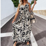 Beth Dutton Bohemian Dress Summer Spring Midi Dresses Sleeveless Spaghetti-Strap Floral Print Dress