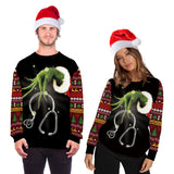 Black Christmas Sweater Christmas Print Couple Outfit Casual Pullover