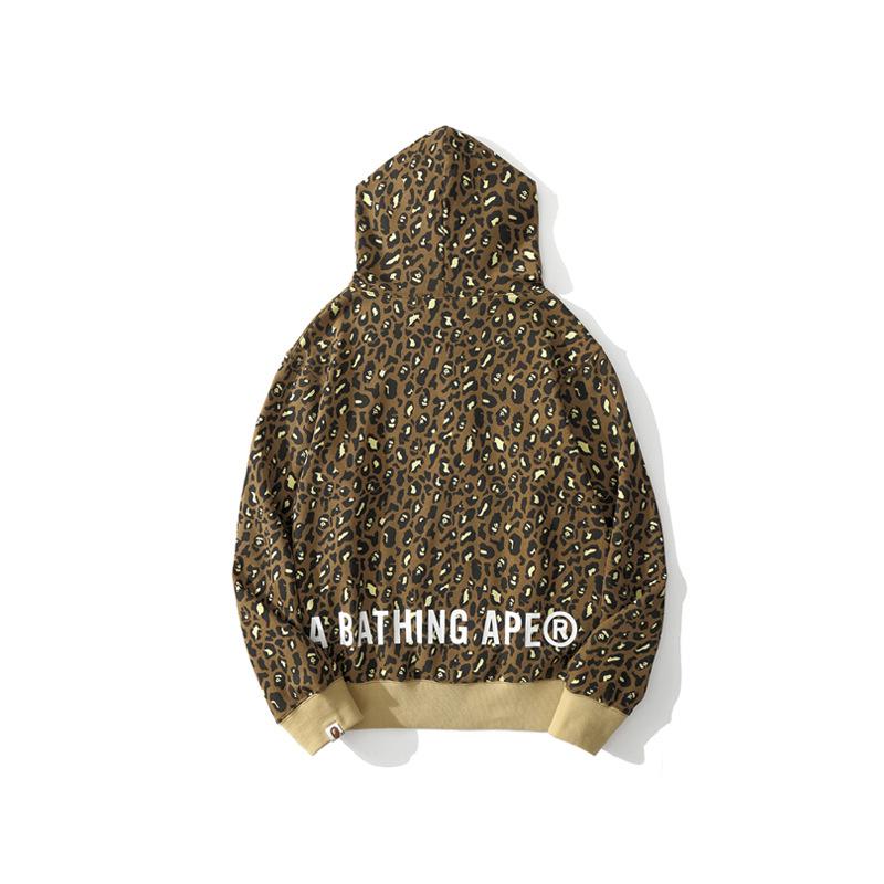 Shark Print Hoodie Spring and Autumn Camouflage Leopard Print Male and Female Couples Wear Street Fashion Cardigan Zipper Coat Sweatshirt