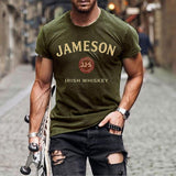 Tactics Style T Shirt For Men Large Size Letters Printed T-shirt Solid Color Casual Short Sleeve