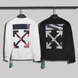 Off White Sweatshirts Long Sleeve round Neck Sweater for Autumn and Winter Embroidered Small Icon Back Texture round Neck Sweater