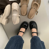 Nude Pumps Block Heel Chunky Heel Mary Jane Shoes