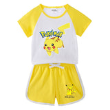 Children Pokemon Pikachu Tshirts & Shorts Short-Sleeved T-shirt Shorts Casual Sports Two-Piece Neutral
