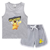 Children Pokemon Pikachu Tshirts & Shorts Leisure Sports Suction Suit Neutral