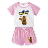 Children Pokemon Pikachu Tshirts & Shorts Short-Sleeved T-shirt Shorts Casual Sports Two-Piece Neutral