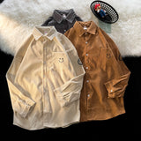 Corduroy Patch Jacket Corduroy Jacket Men Vintage Loose Shirt