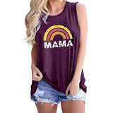 Boy Mama T Shirts Women's Vest Rainbow Mama Letter Printed round Neck Sleeveless Vest