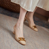 Nude Pumps Block Heel Sandals