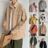 Men's Shirts Spring and Autumn Loose Shirt Lapel Long Sleeve Shirt plus Size