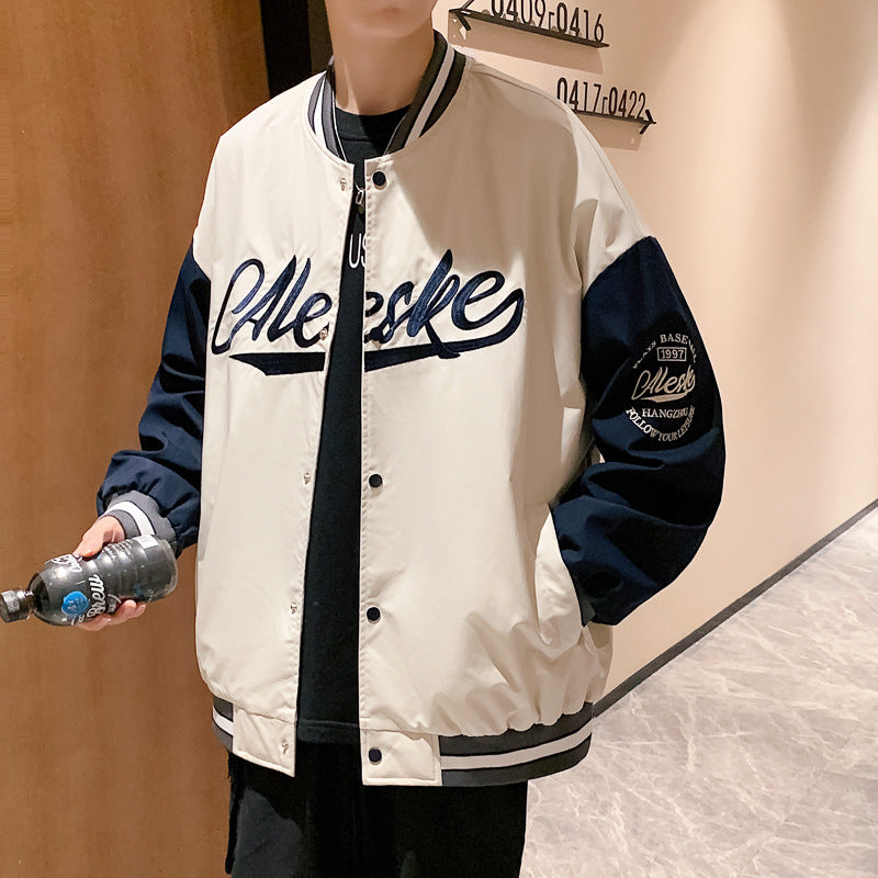 Dodgers Letter Man Jacket Outfit Senior Jackets Varsity Baseball College Coat Autumn Coat Men Loose Jacket