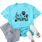 Boy Mama T Shirts Fur Mama Letter Print Short-Sleeve T-shirt