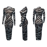 Mesh See-through Printed Leopard Print Colorful Sexy Dress