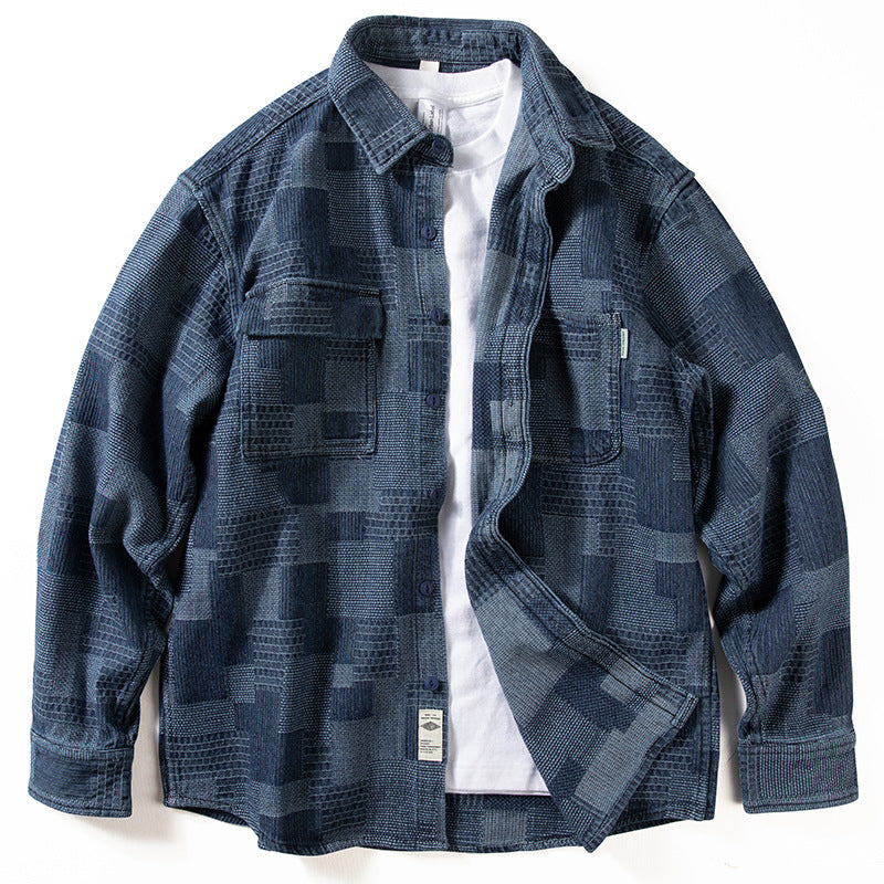 Denim Shirts Men's Long Sleeve Baggy Coat