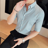 Men Shirts Men's Half Sleeve Shirt Striped Half-Sleeve Shirt