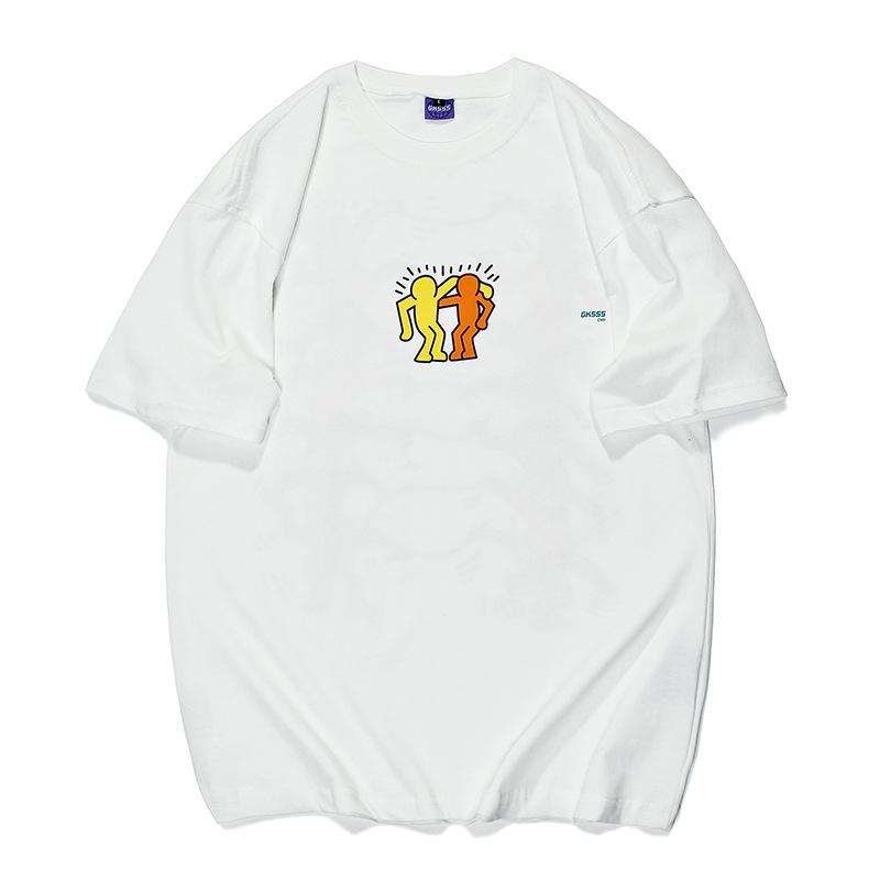 Men T Shirt Summer Casual Tops Men's Clothes Summer Wear Retro Men's round Neck Short Sleeve Casual Loose Cartoon Figures T-shirt Fashion