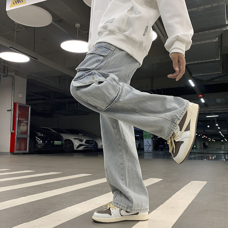 Men Cargo Pants Cargo Jeans Men's Autumn and Winter Casual Versatile Trousers
