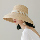 Straw Hat Retro French Pearl Raffia Hat