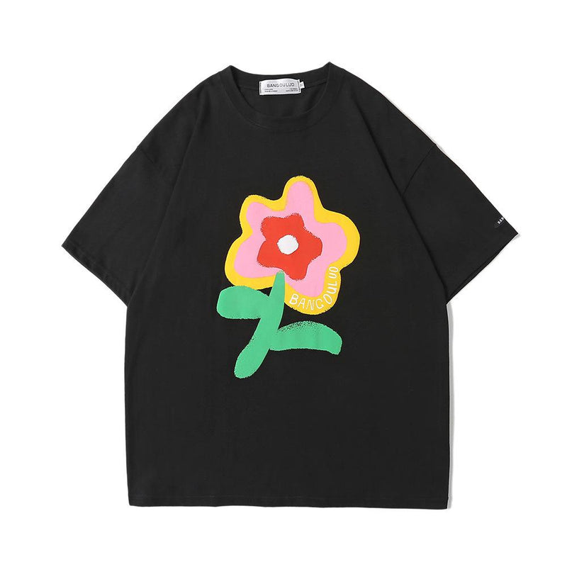 Men's T-shirt Summer Casual Tops Printed Short-Sleeved T-shirt Men's Half Sleeves Pullover Idle Style Trendy Loose Half-Sleeved T-shirt