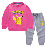 Children Pokemon Pikachu Hoodie & Pant Set Two-Piece Baby Cotton Sweater Set