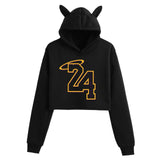 In Memory of Kobe Hoodie Kobe Peripheral Printing Casual Women Navel-Exposed Cat Ear Sweater