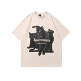 2022 Summer Man Outfits Cat Printing Short Sleeve