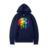Drippy Hoodies Lip Printings Loose Sweater
