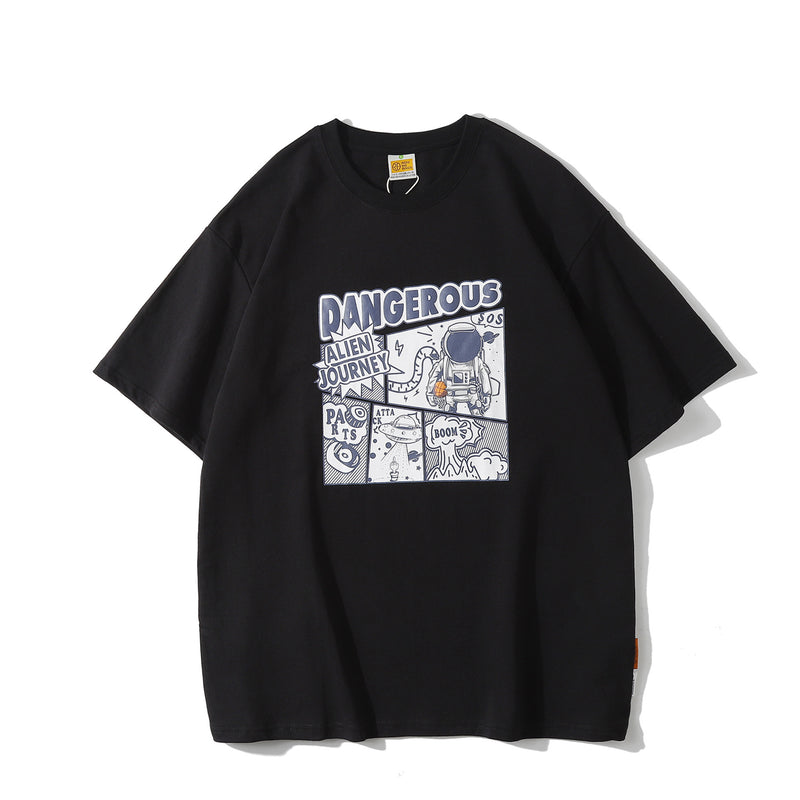 Man Summer T Shirt Round Neck Printed Half Sleeve Shirt