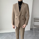 Double Brewed Seersucker Suit Men's Set Leisure Suit