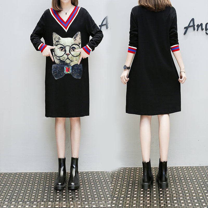 Work Dresses for Teachers Spring and Autumn Dress T-shirt Top Bottoming Skirt