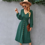 Beth Dutton Outfits Knitted Dress Autumn and Winter Tight Waist Slimming A- line Skirt V-neck Sexy Dress