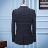 Seersucker Suit Men's Suit Set Slim Three-Piece Suit
