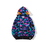 Shark Print Jacket Autumn and Winter Men's and Women's Galaxy Travel Notes Camouflage Tiger Head Embroidered Sweater Baggy Coat