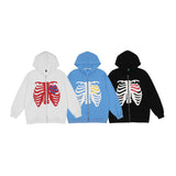 Skeleton Hoodie Skeleton Printed Zip Jacket Cardigan Hoodie Sweatshirt