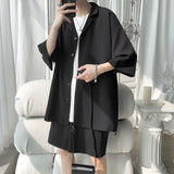 Men's Shirts Short-Sleeved Shirt Suit Summer Solid Color plus Size