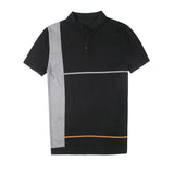 Men Short Sleeve T-Shirt Contrast Color Stripes Lapel Short Sleeve Polo Shirt