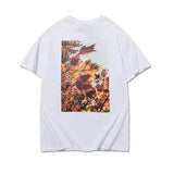 Fog T Shirt Double Line Floral Sunset Maple Leaf Print Loose Men and Women Short Sleeve Fear Of God