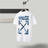 Off White T Shirt Ow Men's  Owt Women's ShortSleeved Cotton Back Arrow Round Neck Loose Tshirt