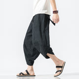Men Trousers Summer Loose Striped Harem Pants