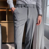 Men Trousers Casual Suit Pants Men's Striped Suit Pants