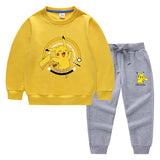 Children Pokemon Pikachu Hoodie & Pant Set Two-Piece Cotton Sweater Set