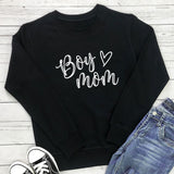 Boy Mama Hoodie Mother's Day Boy Mom Letter Love Heart Floral Print Long Sleeve Pullover